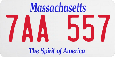 MA license plate 7AA557