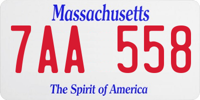 MA license plate 7AA558
