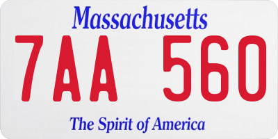 MA license plate 7AA560