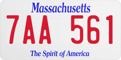 MA license plate 7AA561