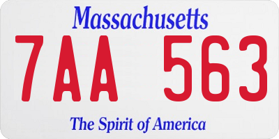 MA license plate 7AA563