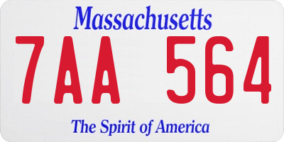 MA license plate 7AA564