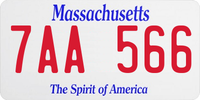 MA license plate 7AA566