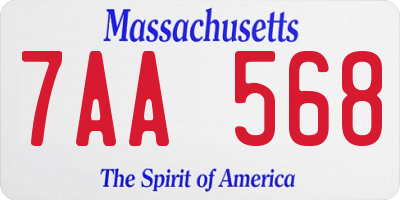 MA license plate 7AA568