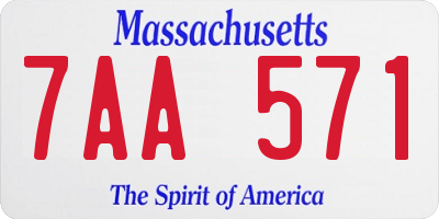 MA license plate 7AA571