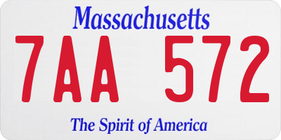 MA license plate 7AA572