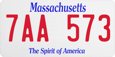 MA license plate 7AA573