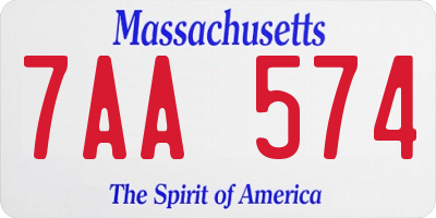 MA license plate 7AA574