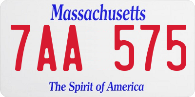 MA license plate 7AA575