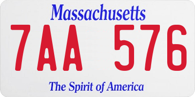 MA license plate 7AA576
