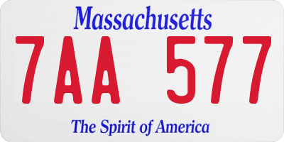 MA license plate 7AA577