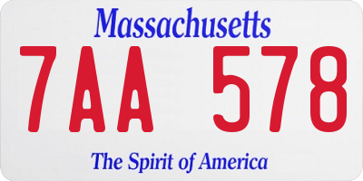 MA license plate 7AA578