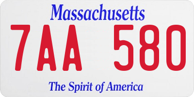 MA license plate 7AA580