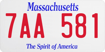 MA license plate 7AA581