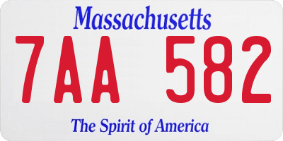 MA license plate 7AA582