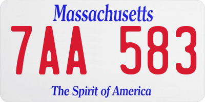 MA license plate 7AA583