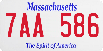 MA license plate 7AA586