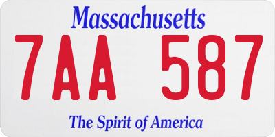 MA license plate 7AA587