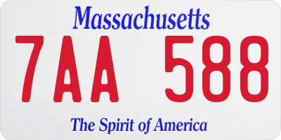 MA license plate 7AA588