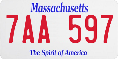 MA license plate 7AA597