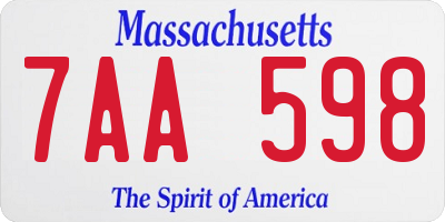 MA license plate 7AA598