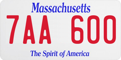 MA license plate 7AA600