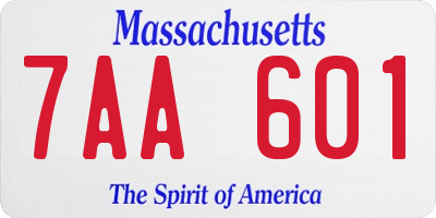 MA license plate 7AA601