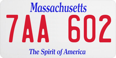 MA license plate 7AA602