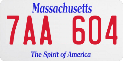 MA license plate 7AA604