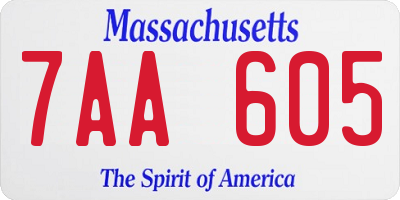 MA license plate 7AA605
