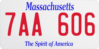 MA license plate 7AA606