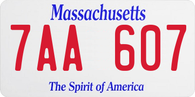 MA license plate 7AA607