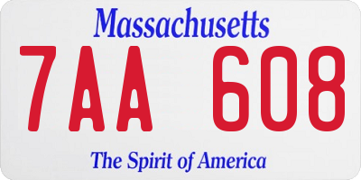 MA license plate 7AA608