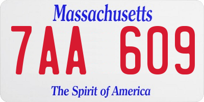MA license plate 7AA609