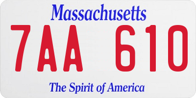 MA license plate 7AA610