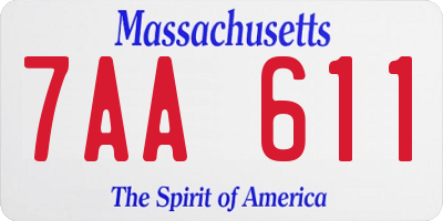 MA license plate 7AA611