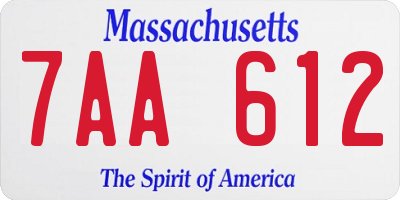 MA license plate 7AA612