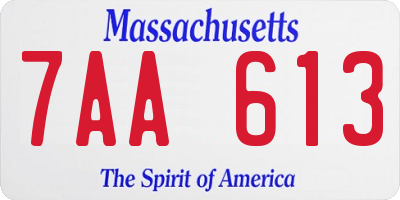 MA license plate 7AA613