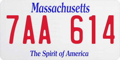 MA license plate 7AA614