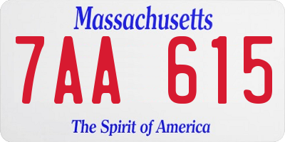 MA license plate 7AA615