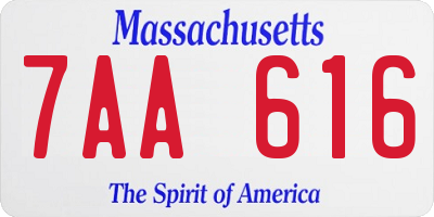 MA license plate 7AA616