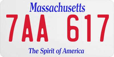 MA license plate 7AA617