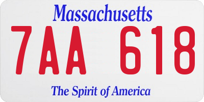 MA license plate 7AA618