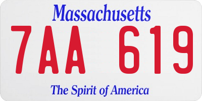 MA license plate 7AA619