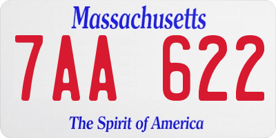 MA license plate 7AA622