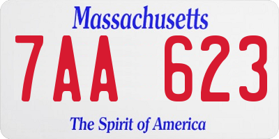 MA license plate 7AA623