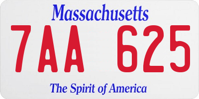 MA license plate 7AA625