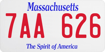 MA license plate 7AA626