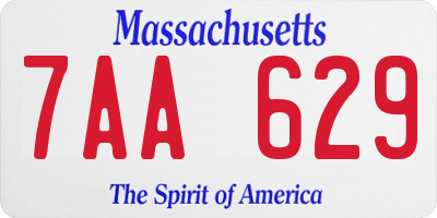 MA license plate 7AA629