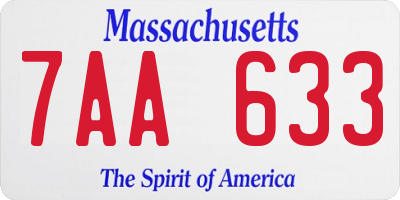 MA license plate 7AA633